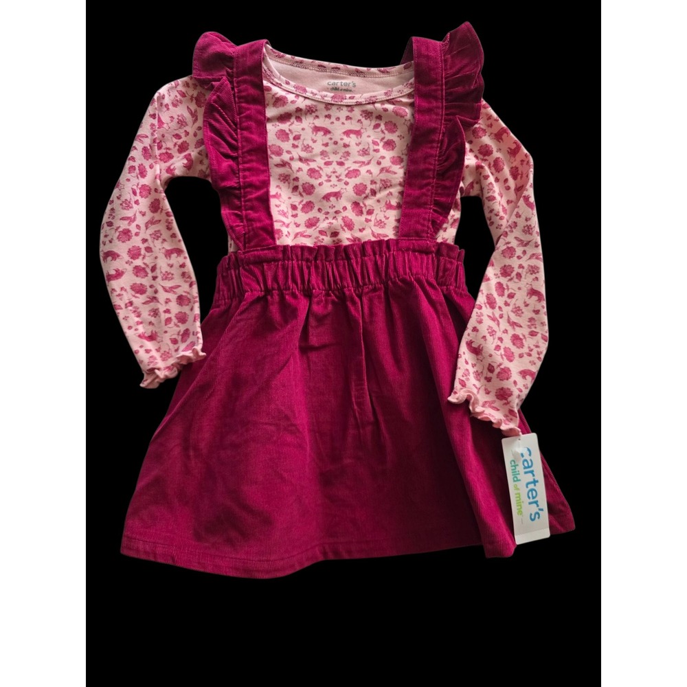 Carter's Baby Girls 2T‎ 2pc Floral  Corduroy Jumper Dress Set